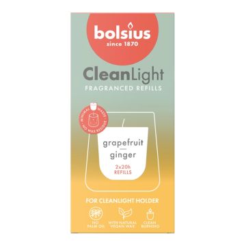 Bolsius clean light navullingen (24 uur) grapefruit en ginger verpakt per 12 stuks