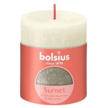 Bolsius rustiek fading metalliek ivoor en zilver stompkaarsen 80/68 (35 uur) soft pearl champagne 4 stuks