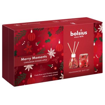 Bolsius geurglas en geurstokjes giftset merry moments verpakt per 2 stuks