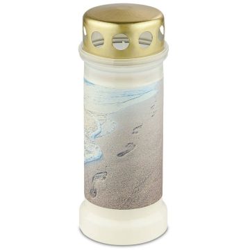 Bolsius witte graflicht met regen deksel nr. 6 173/67 (70 uur) strand