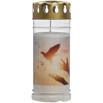 Bolsius grafkaars wit 190/75 (120 uur) 5D duif 