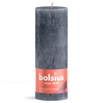 Bolsius leiblauw rustiek stompkaars 190/68 (85 uur) slate blue verpakt per 4 stuks