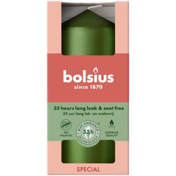 Bolsius metalliek groen stompkaars 120/58 (33 uur) metallic green verpakt per 6 stuks