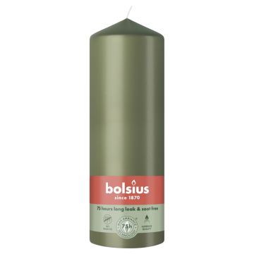 Bolsius olijfgroen stompkaars 200/68 fresh olive (75 uur)