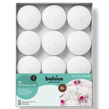 Bolsius Professional witte (8 uur) maxi drijfkaarsen verpakt per 12 stuks