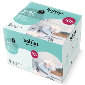 Bolsius Professional witte 10-uurs maxi lights waxinelichtjes doos van 240 stuks
