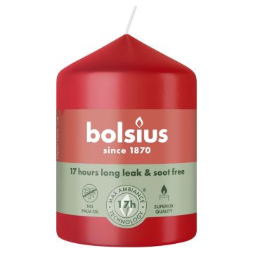 Bolsius rood stompkaarsen 80/58 (17 uur) delicate red verpakt per 6 stuks