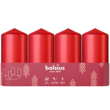 Bolsius rode stompkaarsen tray van 4 stuks 100/48 (20 uur) delicate red verpakt per 10 trays