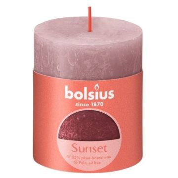 Bolsius rustiek fading metalliek roze en rood stompkaarsen 80/68 (35 uur) ash rose red 4 stuks
