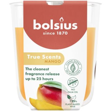 Bolsius true scents mango glazen geurkaars 80/73 mm (25 uur) verpakt per 6 stuks
