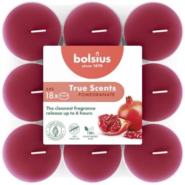 Bolsius true scents clear cups granaatappel geurtheelichtjes (6 uur) verpakt per 108 stuks
