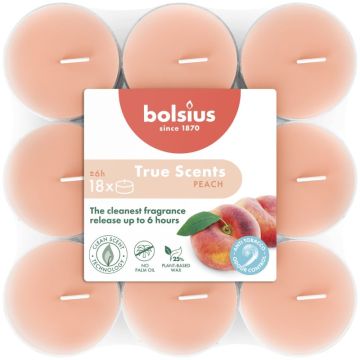 Bolsius true scents clear cups perzik geurtheelichtjes (6 uur) verpakt per 104 stuks