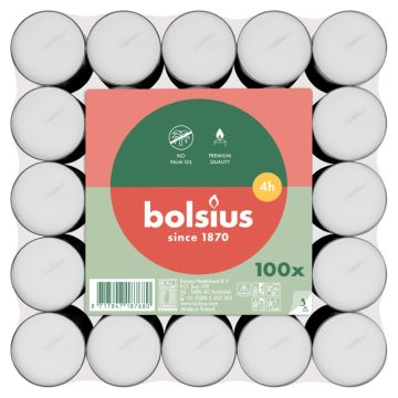 Bolsius 4 uur witte theelichtjes verpakt per 800 stuks