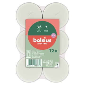 12 stuks Bolsius witte 8-uurs clear cup waxinelichtjes