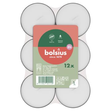 12 stuks Bolsius witte waxinelichtjes 8 uur