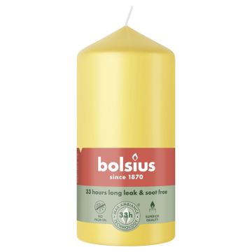 Bolsius zonnegeel stompkaars 120/58 (33 uur) sunny yellow verpakt per 6 stuks