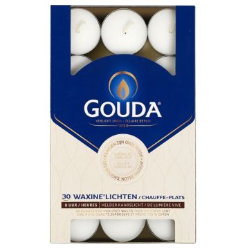 Gouda witte 8-uurs waxinelichtjes in doos 120 stuks