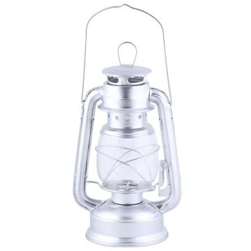 12 stuks Stormlantaarn - windlicht met theelicht zilver 24 cm hoog (4 - 6 uur)