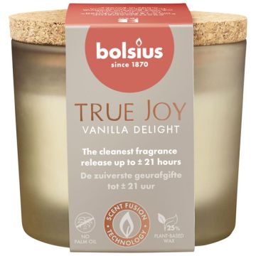 6 stuks Bolsius geurglas Vanilla Delight geurkaarsen met kurk deksel 66/83 mm (21 uur) - grootverpakking