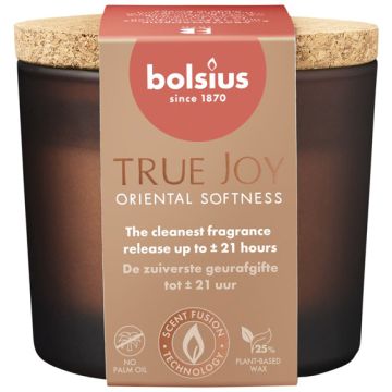 6 stuks Bolsius geurglas Oriental Softness geurkaarsen met kurk deksel 66/83 mm (21 uur) - grootverpakking