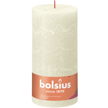 Bolsius ivoor rustiek stompkaars 200/100 (125 uur) Eco Shine Soft Pearl