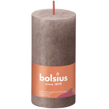 Bolsius taupe rustiek stompkaarsen 100/50 (30 uur) Eco Shine Rustic Taupe 