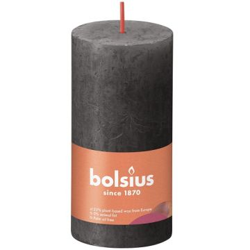 Bolsius antraciet rustiek stompkaarsen 100/50 (30 uur) Eco Shine Stormy Grey