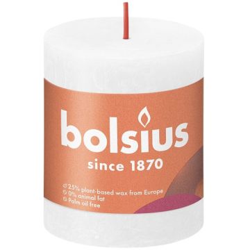 Bolsius wit rustiek stompkaarsen 80/68 (35 uur) Eco Shine Cloudy White
