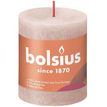 Bolsius poeder roze rustiek stompkaarsen 80/68 (35 uur) Eco Shine Misty Pink