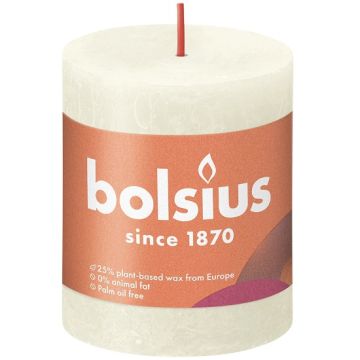 Bolsius ivoor rustiek stompkaarsen 80/68 (35 uur) Eco Shine Soft Pearl 
