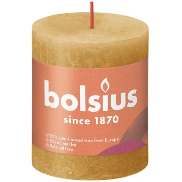 Bolsius geel rustiek stompkaarsen 80/68 (35 uur) Eco Shine Honeycomb Yellow