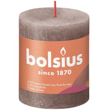 Bolsius rustiek taupe rustiek stompkaars 80/68 (35 uur) Eco Shine Rustic Taupe