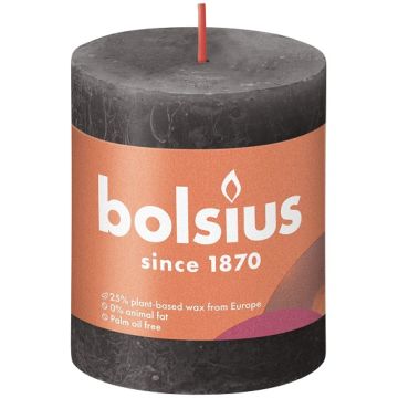 Bolsius antraciet rustiek stompkaars 80/68 (35 uur) Eco Shine Stormy Grey