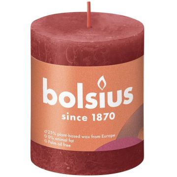 Bolsius rood rustiek stompkaars 80/68 (35 uur) Eco Shine Delicate Red