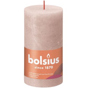 Bolsius poeder roze rustiek stompkaarsen 130/68 (60 uur) Eco Shine Misty Pink