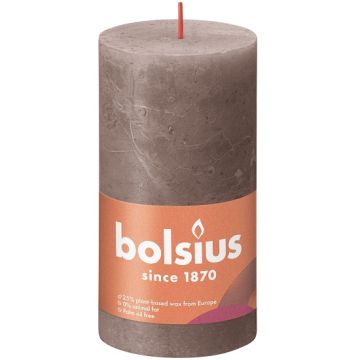 Bolsius taupe rustiek stompkaarsen 130/68 (60 uur) Eco Shine Rustic Taupe