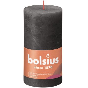 Bolsius antraciet rustiek stompkaarsen 130/68 (60 uur) Eco Shine Stormy Grey