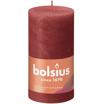 Bolsius rood rustiek stompkaarsen 130/68 (60 uur) Eco Shine Delicate Red