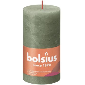 Bolsius olijfgroen rustiek stompkaarsen 130/68 (60 uur) Eco Shine Fresh Olive