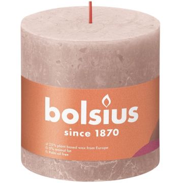 Bolsius poeder roze rustiek stompkaarsen 100/100 (62 uur) Eco Shine Misty Pink
