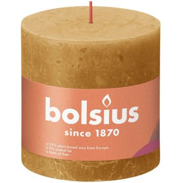 Bolsius geel rustiek stompkaars 100/100 (62 uur) Eco Shine Honeycomb Geel