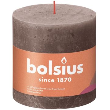 Bolsius taupe rustiek stompkaars 100/100 (62 uur) Eco Shine Rustic Taupe