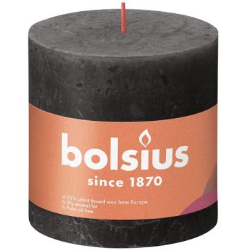 Bolsius antraciet rustiek stompkaars 100/100 (62 uur) Eco Shine Stormy Grey