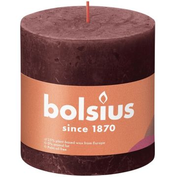 Bolsius wijnrood rustiek stompkaarsen 100/100 (62 uur) Eco Shine Velvet Red