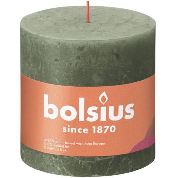 Bolsius olijfgroen rustiek stompkaarsen 100/100 (62 uur) Eco Shine Fresh Olive