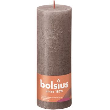 Bolsius taupe rustiek stompkaarsen 190/68 (85 uur) Eco Shine Rustic Taupe