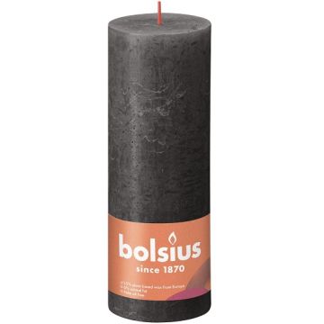 Bolsius antraciet rustiek stompkaarsen 190/68 (85 uur) Eco Shine Stormy Grey