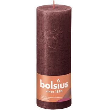 Bolsius wijnrood rustiek stompkaarsen 190/68 (85 uur) Eco Shine Velvet Red