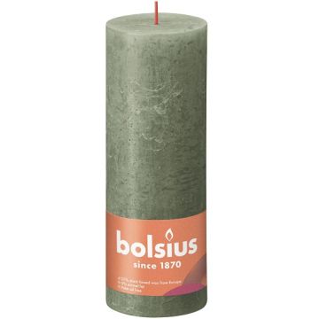 Bolsius olijfgroen rustiek stompkaarsen 190/68 (85 uur) Eco Shine Fresh Olive