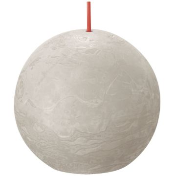 Bolsius lichtgrijs rustiek bolkaars Ø 76 mm (25 uur) Eco Shine Sandy Grey